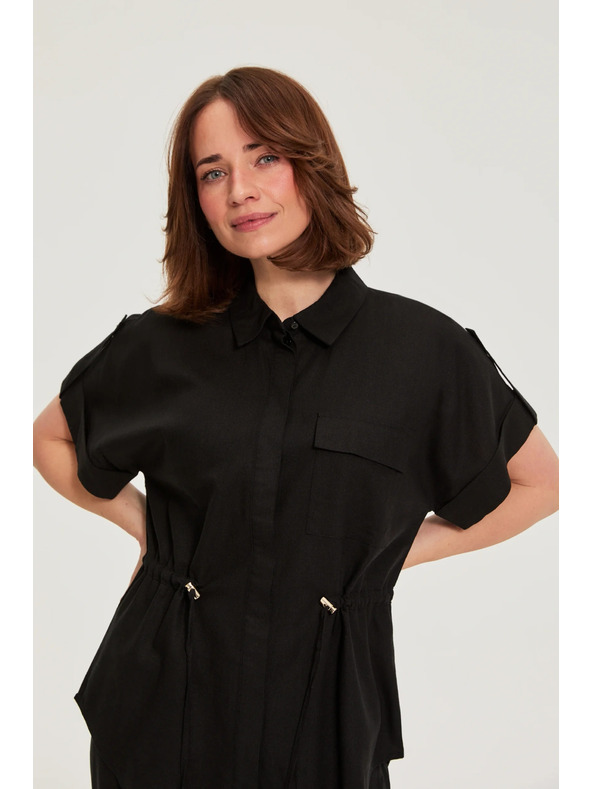 Moodo Черна блуза с връзване Moodo