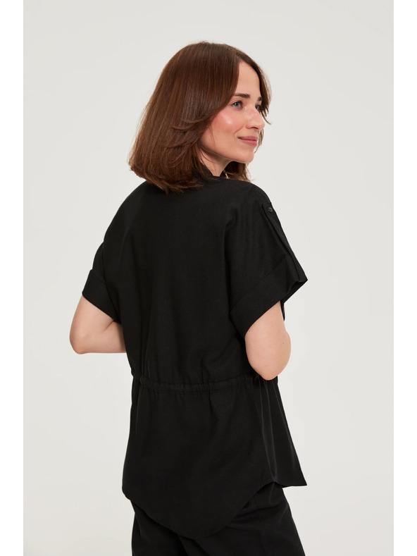 Moodo Черна блуза с връзване Moodo