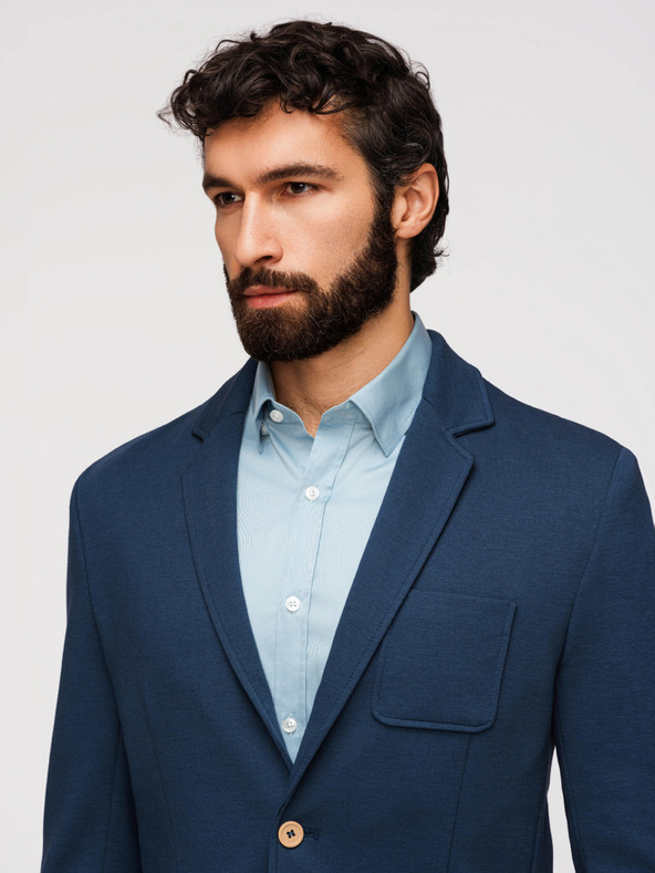 Ombre Clothing Мъжко синьо сако SLIM с фина текстура