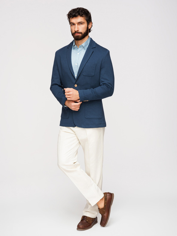 Ombre Clothing Мъжко синьо сако SLIM с фина текстура