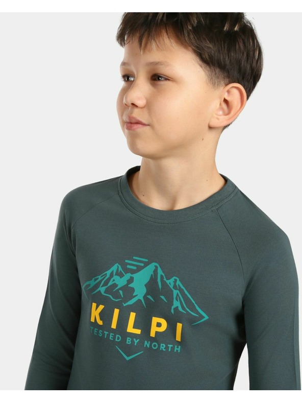 Kilpi Детска памучна тениска с дълъг ръкав Kilpi VERATI-JB Тъмно зелена