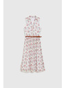 Moodo Бели цветни рокля с колан Moodo