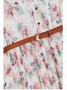 Moodo Бели цветни рокля с колан Moodo
