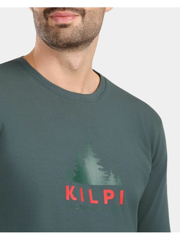 Kilpi Мъжка памучна тениска с дълъг ръкав Kilpi BASE-M Тъмно зелена