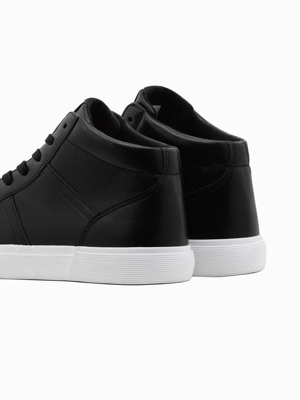 Ombre Clothing Мъжки високи тенис с контрастна подметка - черни V6 OM-FOTH-0124 Ombre Clothing