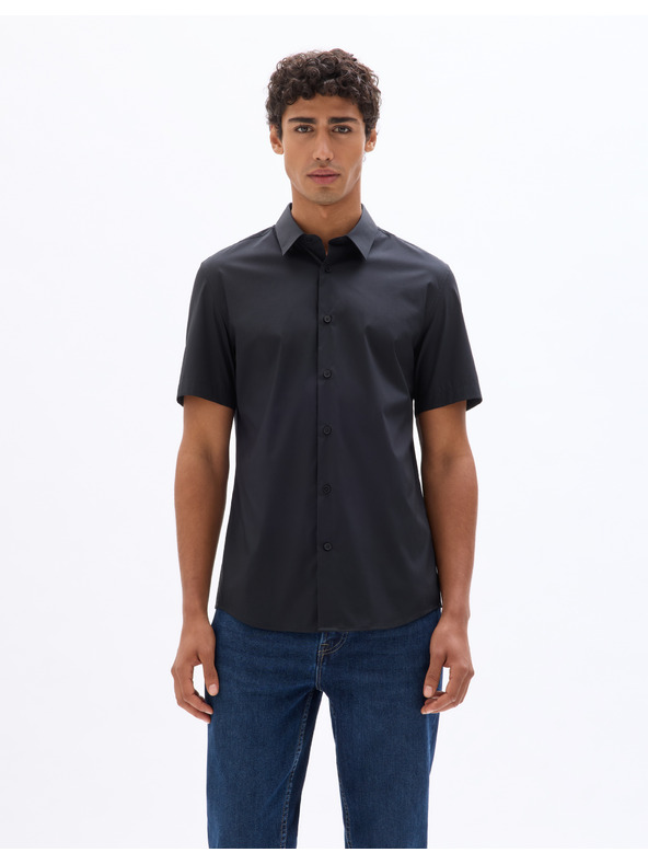 Celio Черна мъжка риза с къс ръкав Celio Daslim