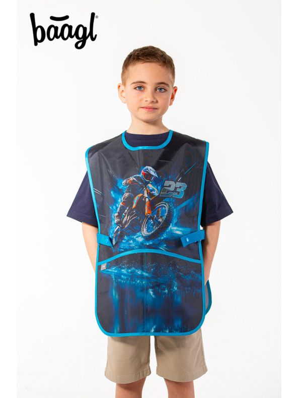 BAAGL  Синя детска престилка Мотоциклет Baagl