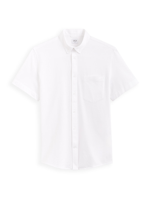 Celio Бяла мъжка риза с къс ръкав Celio Barik