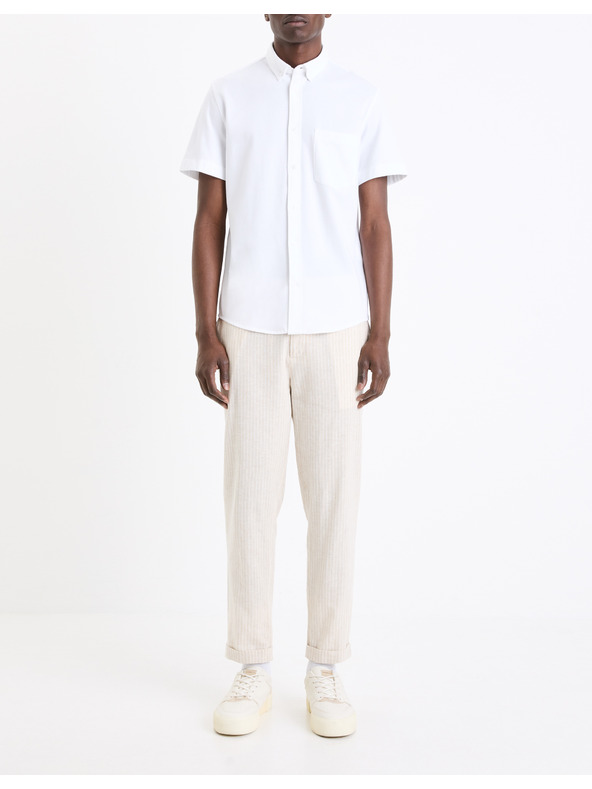 Celio Бяла мъжка риза с къс ръкав Celio Barik