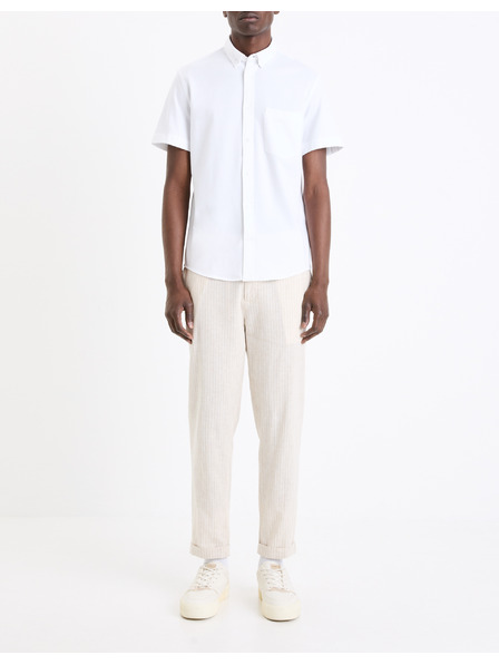 Celio Бяла мъжка риза с къс ръкав Celio Barik