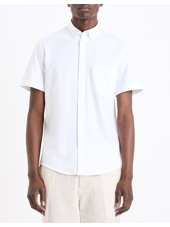 Celio Бяла мъжка риза с къс ръкав Celio Barik