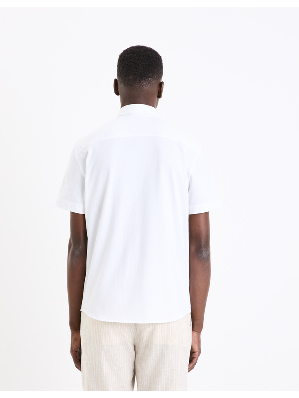 Celio Бяла мъжка риза с къс ръкав Celio Barik