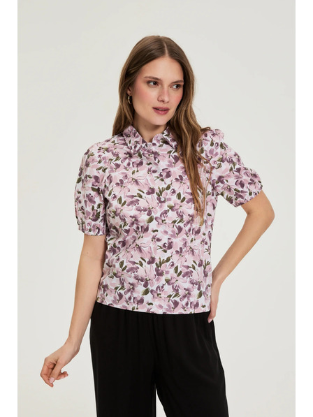 Moodo Риза с раздути ръкави лилава Moodo