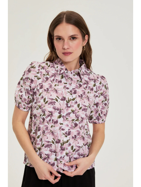 Moodo Риза с раздути ръкави лилава Moodo