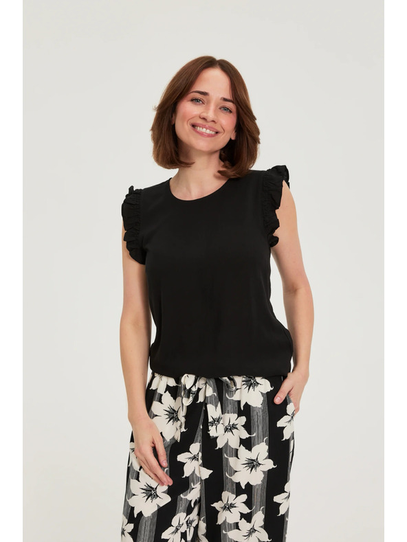 Moodo Риза с волани черна Moodo