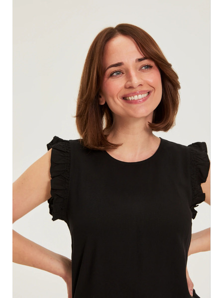 Moodo Риза с волани черна Moodo