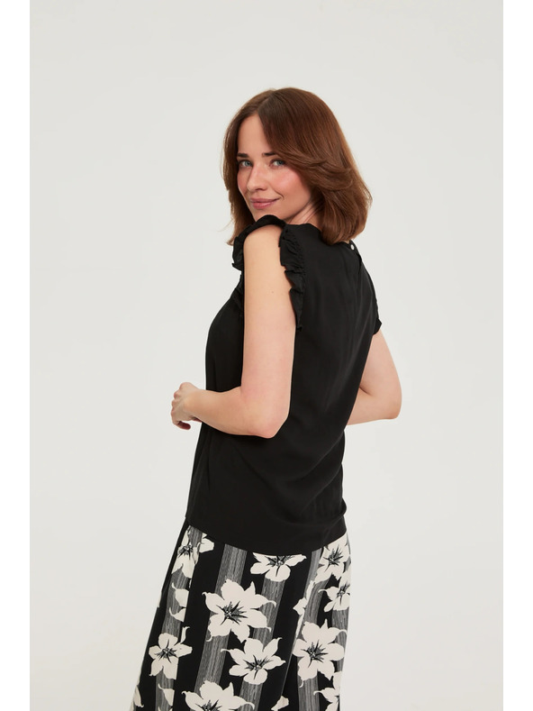 Moodo Риза с волани черна Moodo