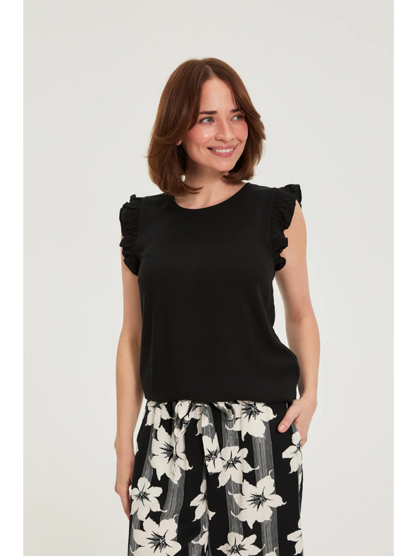 Moodo Риза с волани черна Moodo