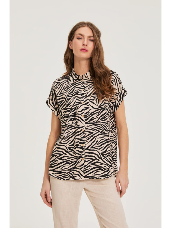 Moodo Риза с животински мотив бежова Moodo