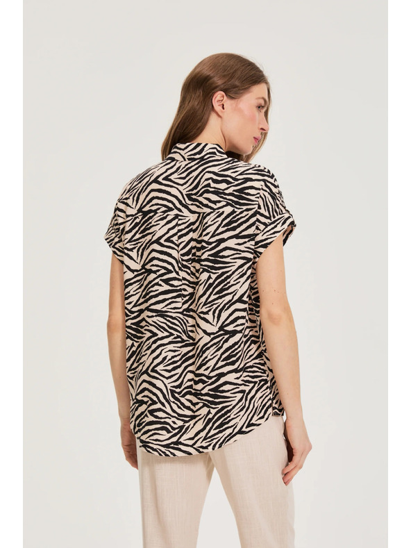 Moodo Риза с животински мотив бежова Moodo