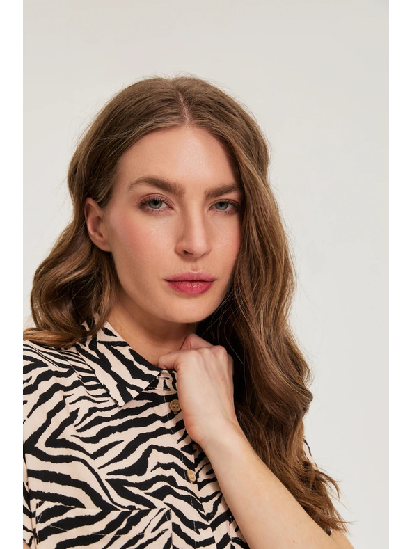 Moodo Риза с животински мотив бежова Moodo