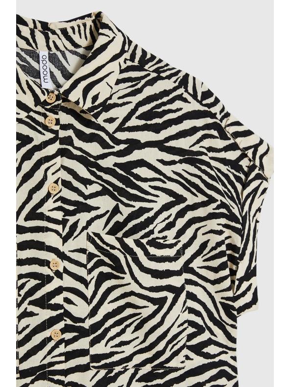 Moodo Риза с животински мотив бежова Moodo
