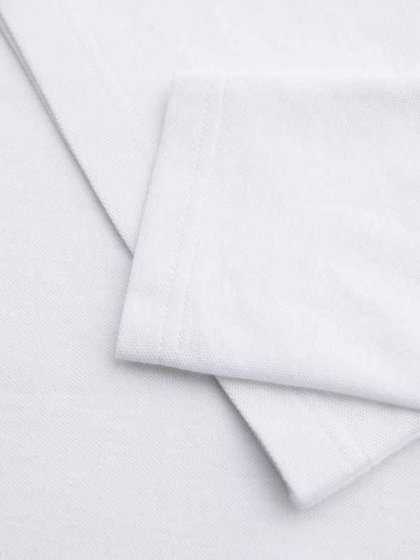 Ombre Clothing Мъжка тениска BASIC с дълъг ръкав и polo яка - бяла V1 OM-POBL-0162 Ombre Clothing