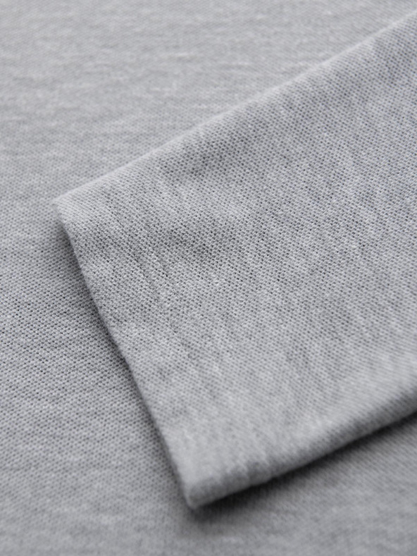 Ombre Clothing Мъжка тениска с дълъг ръкав и polo яка BASIC - сив меланж V4 OM-POBL-0162 Ombre Clothing