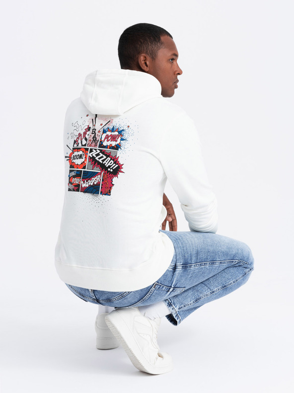 Ombre Clothing Кремав мъжки суитшърт с щампа на гърба Ombre Clothing