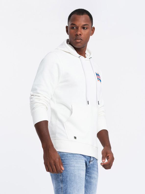 Ombre Clothing Кремав мъжки суитшърт с щампа на гърба Ombre Clothing