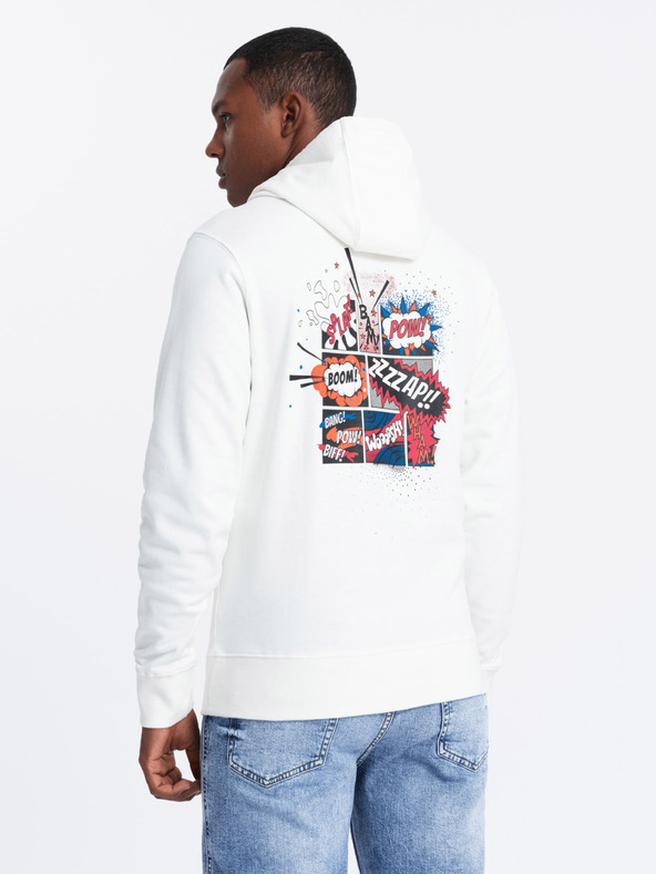 Ombre Clothing Кремав мъжки суитшърт с щампа на гърба Ombre Clothing