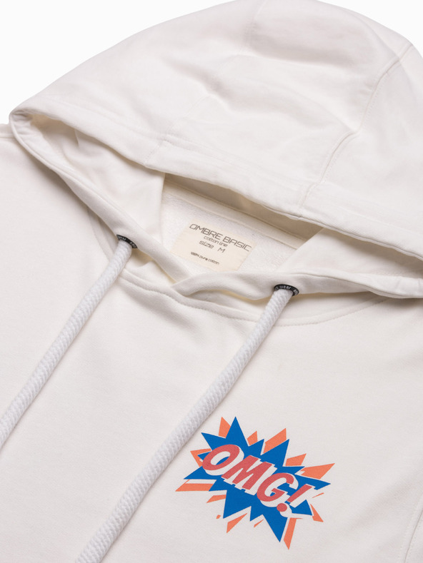 Ombre Clothing Кремав мъжки суитшърт с щампа на гърба Ombre Clothing