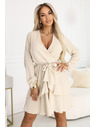 numoco Чувствени мини рокля с кръстосан деколте - бежов