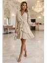numoco Чувствени мини рокля с кръстосан деколте - бежов