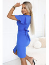 numoco NINA Елегантни рокли с кръстосан деколте, ръкав и колан - кралско синьо
