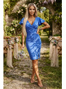 numoco NINA Елегантни рокли с кръстосан деколте, ръкав и колан - кралско синьо
