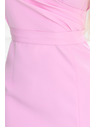 numoco 479-10 NINA елегантна рокля с V-образно деколте, ръкави и колан - захарно розова