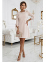numoco ALICE Трапезни мини рокля с панделка и връзани ръкави - бежово
