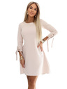numoco ALICE Трапезни мини рокля с панделка и връзани ръкави - бежово