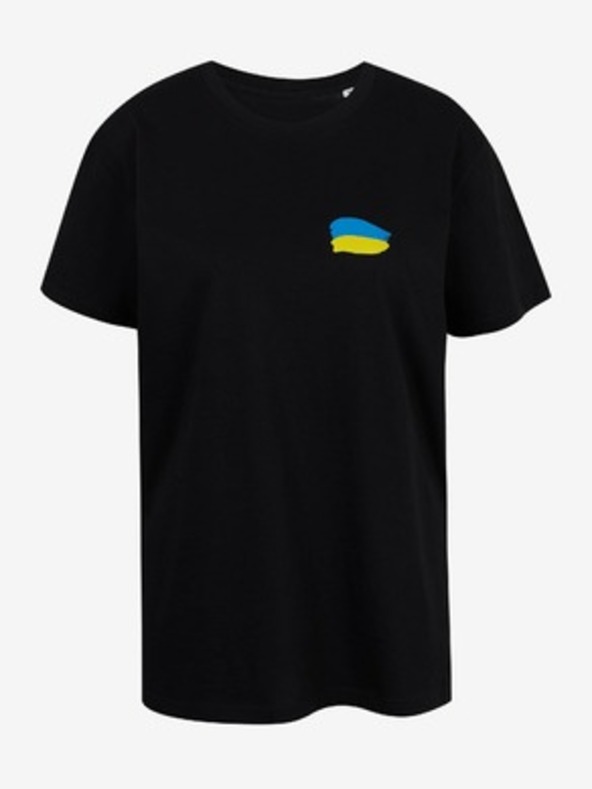 DOBRO Черна дамска oversize тениска Няма нужда от думи от колекцията DOBRO. for Ukraine