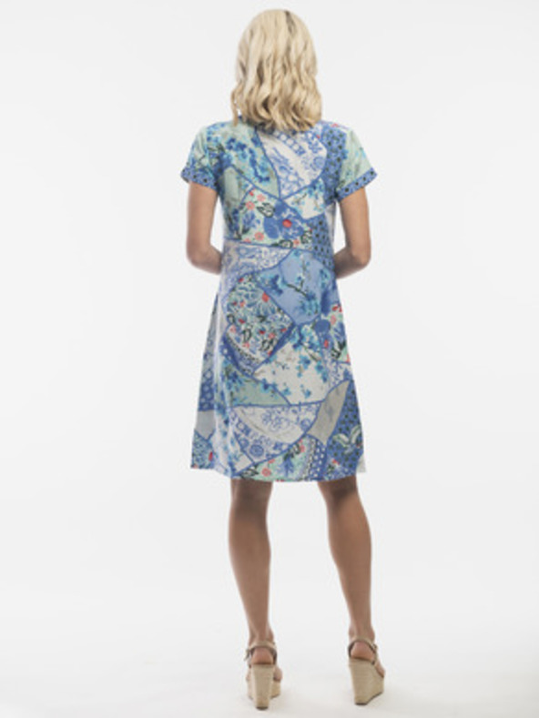 Orientique Синя дамска рокля на цветя с лен Orientique