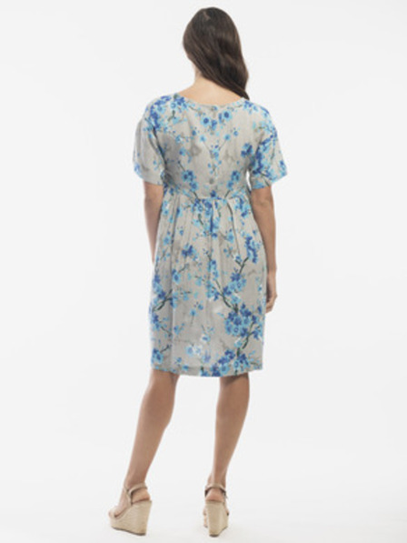 Orientique Синьо-сиво дамско цветно платье със смес от лен