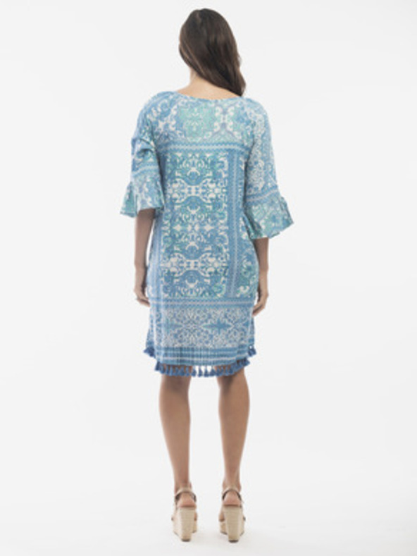 Orientique Синьо дамско шарено платье