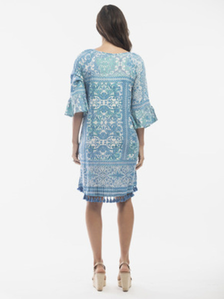 Orientique Синьо дамско шарено платье