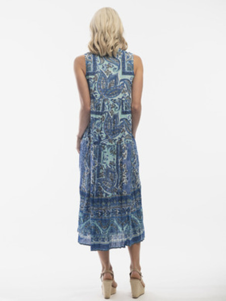 Orientique Синьо дамско шарено миди платье