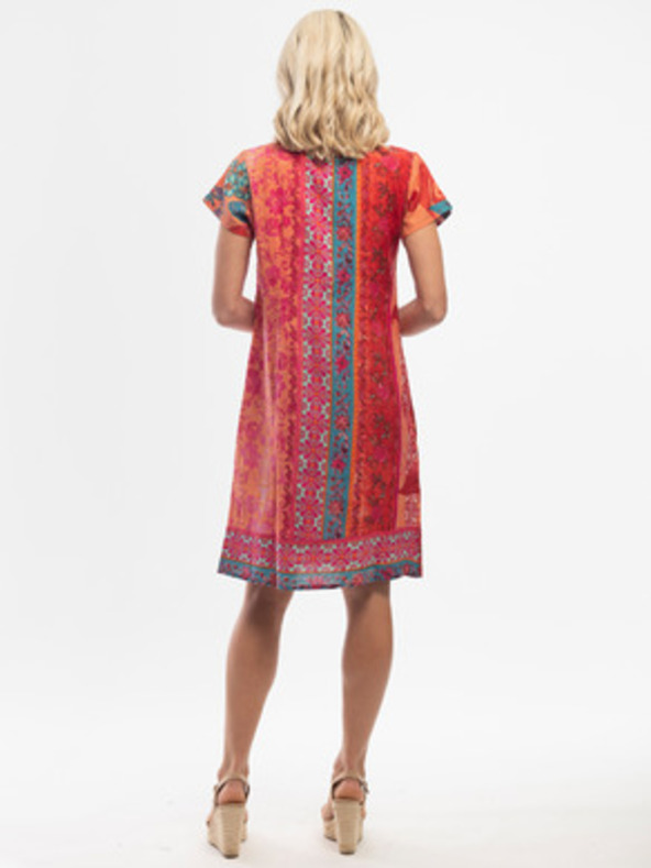 Orientique Червено-оранжево дамско шарено платье