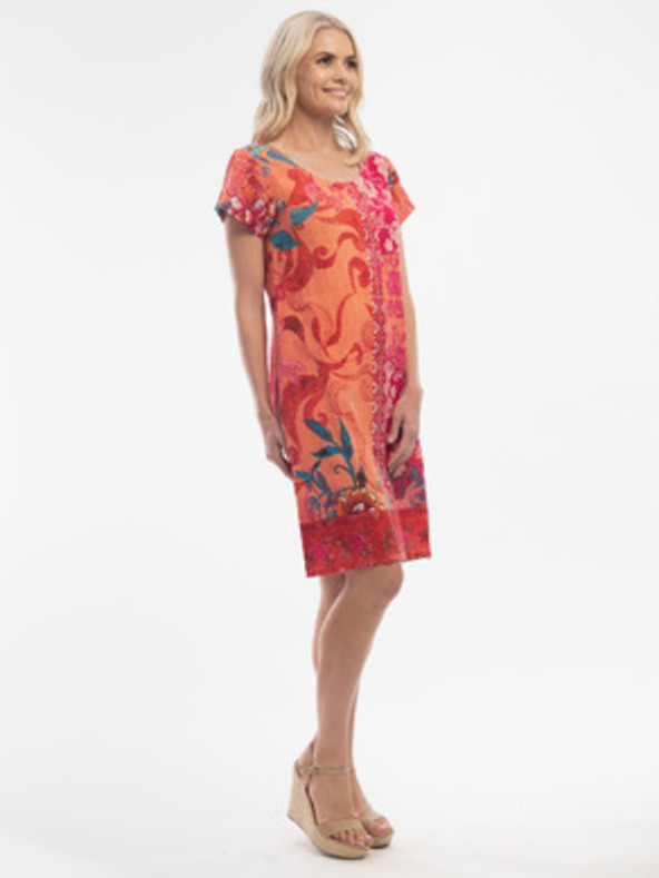 Orientique Червено-оранжево дамско шарено платье