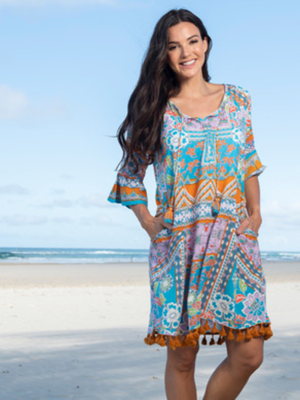 Orientique Тюркоазно дамско шарено платье