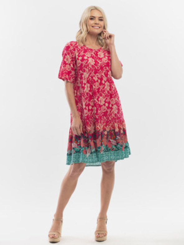 Orientique Тъмнорозово дамско цветно платье