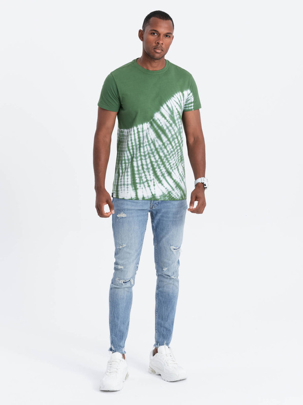 Ombre Clothing Тъмнозелена мъжка риза с батик Ombre Clothing